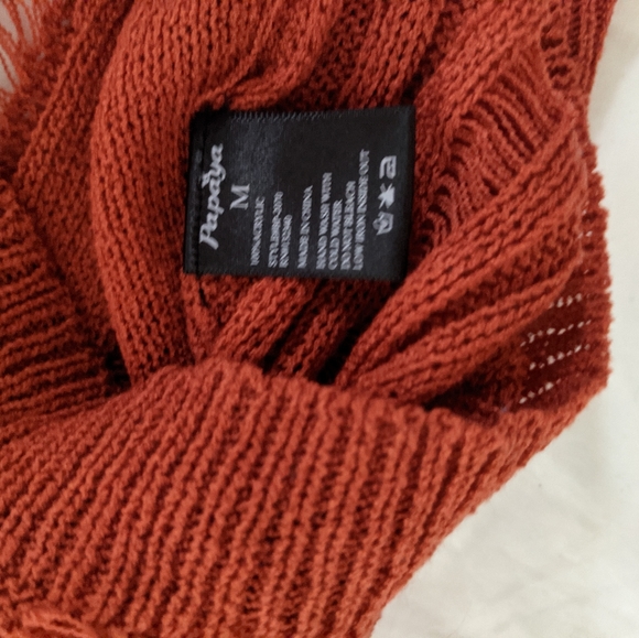 Papaya Amber Layering Sweater with Threaded Panes - Picture 3 of 4